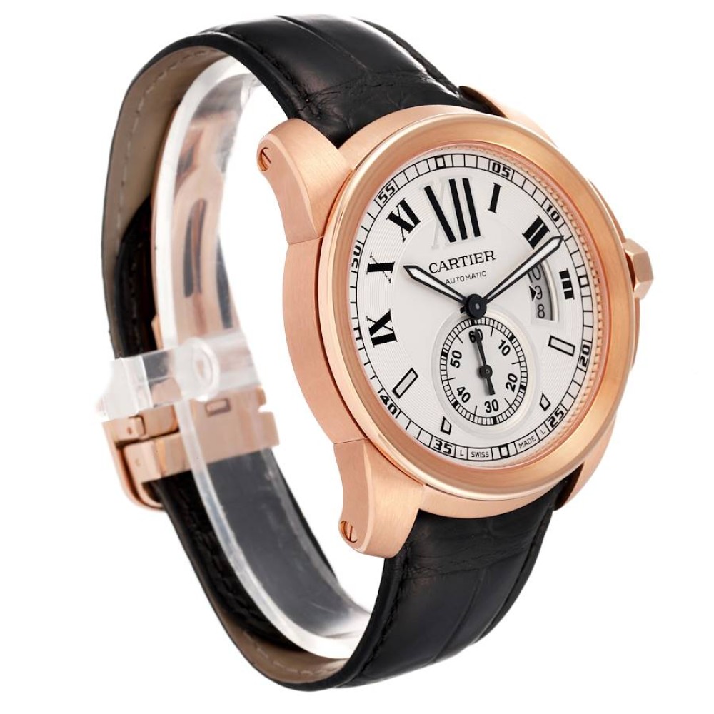 Cartier Calibre Rose Gold Silver Dial Mens Watch W7100009 Cartier Calibre Rose Gold Silver Dial Mens Watch W7100009