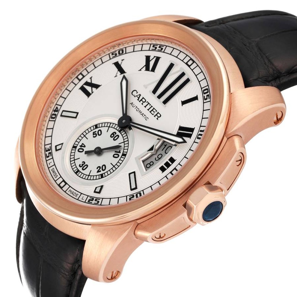 Cartier Calibre Rose Gold Silver Dial Mens Watch W7100009 Cartier Calibre Rose Gold Silver Dial Mens Watch W7100009