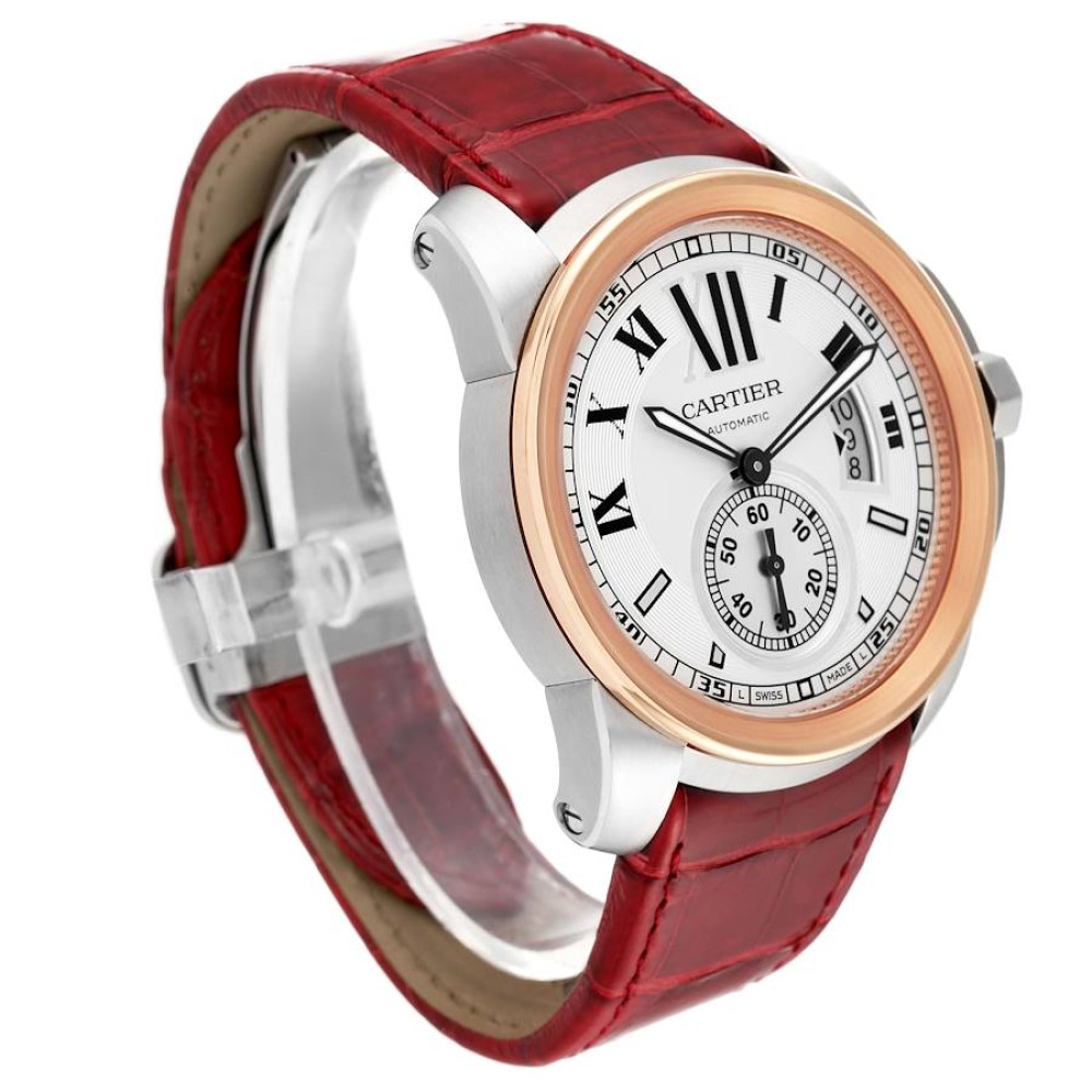 Cartier Calibre Steel Rose Gold Silver Dial Mens Watch W7100011 Cartier Calibre Steel Rose Gold Silver Dial Mens Watch W7100011