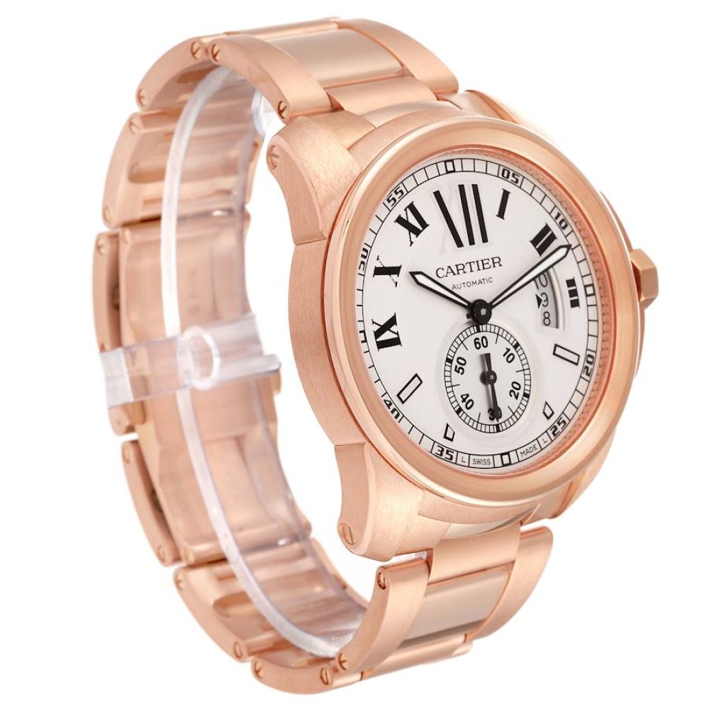 Cartier Calibre Rose Gold Silver Dial Automatic Mens Watch W7100018 Cartier Calibre Rose Gold Silver Dial Automatic Mens Watch W7100018