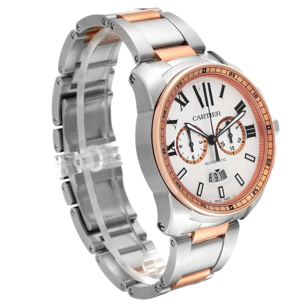 Cartier Calibre Chronograph Steel Rose Gold Mens Watch W7100042 Cartier Calibre Chronograph Steel Rose Gold Mens Watch W7100042