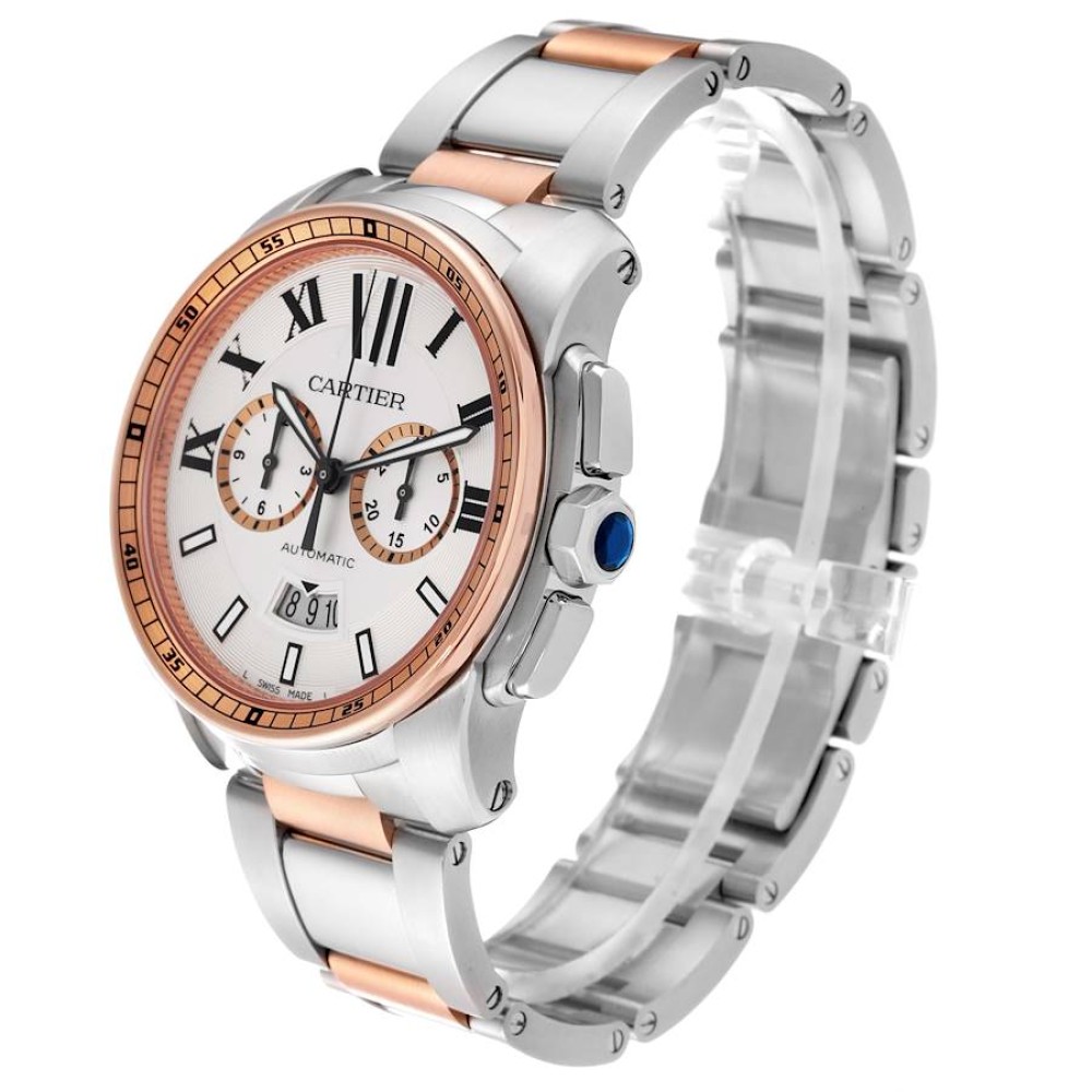 Cartier Calibre Chronograph Steel Rose Gold Mens Watch W7100042 Cartier Calibre Chronograph Steel Rose Gold Mens Watch W7100042