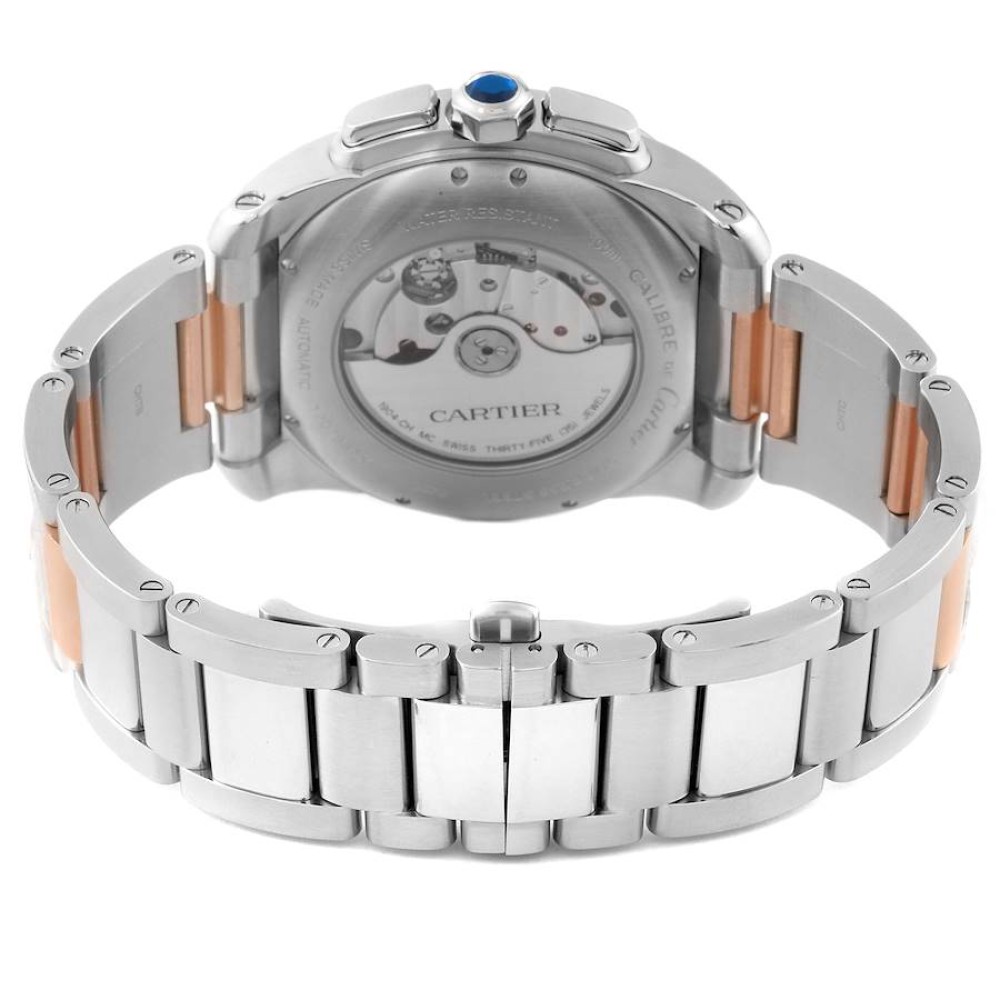 Cartier Calibre Chronograph Steel Rose Gold Mens Watch W7100042 Cartier Calibre Chronograph Steel Rose Gold Mens Watch W7100042