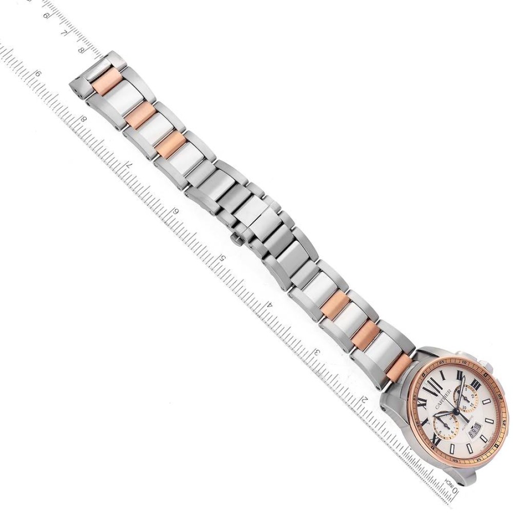 Cartier Calibre Chronograph Steel Rose Gold Mens Watch W7100042 Cartier Calibre Chronograph Steel Rose Gold Mens Watch W7100042