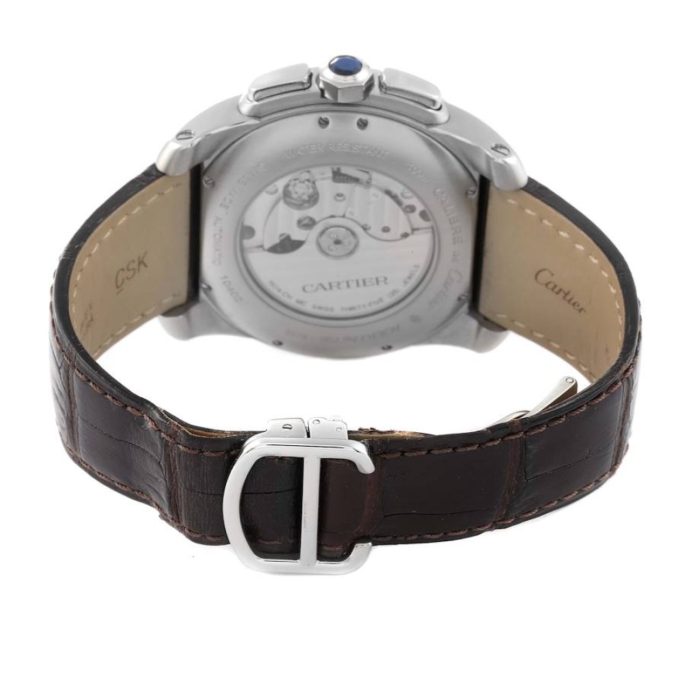 Cartier Calibre Chronograph Steel Rose Gold Mens Watch W7100043 Cartier Calibre Chronograph Steel Rose Gold Mens Watch W7100043