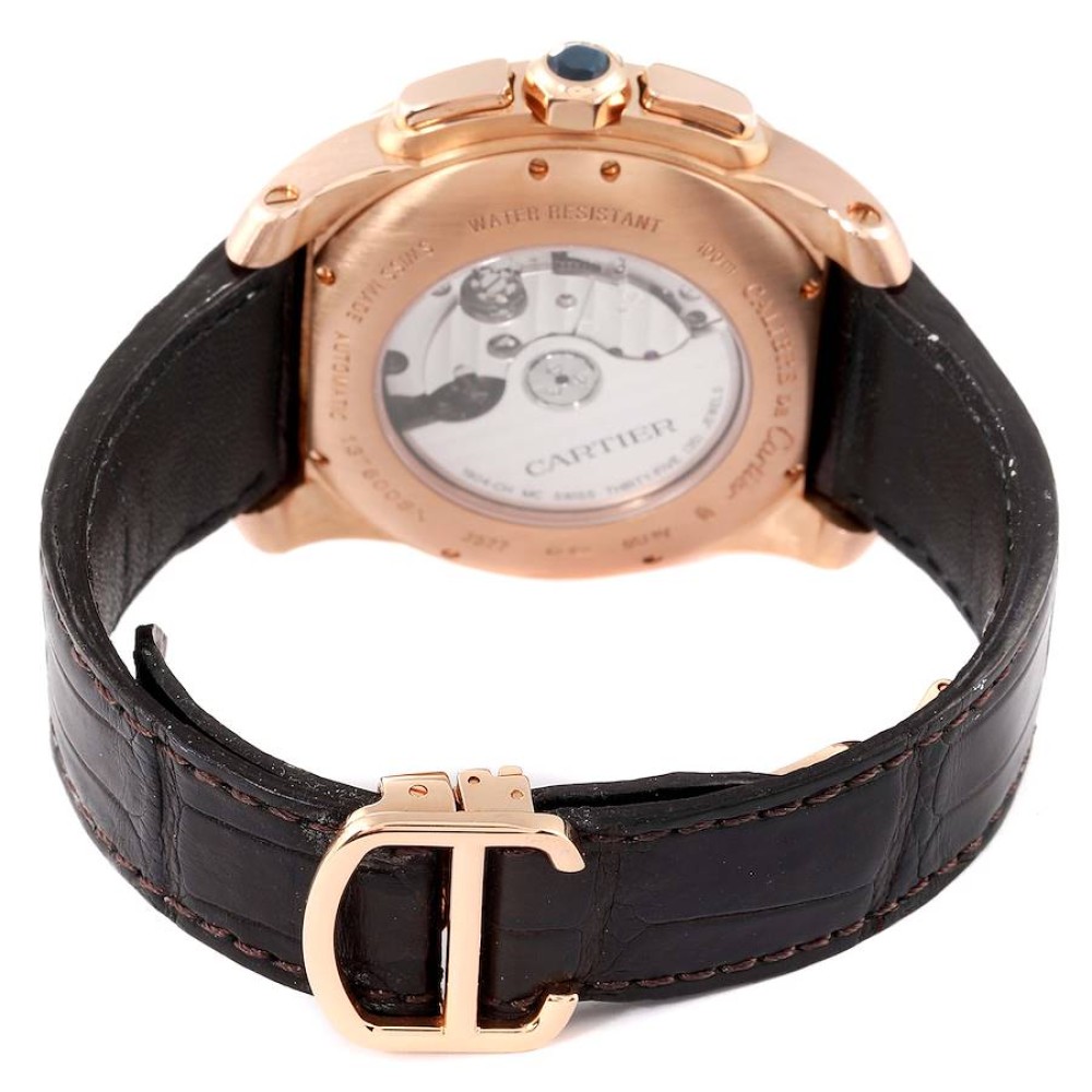 Cartier Calibre Silver Dial Rose Gold Chronograph Mens Watch W7100044 Cartier Calibre Silver Dial Rose Gold Chronograph Mens Watch W7100044