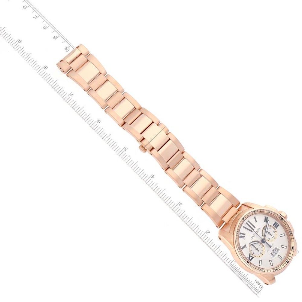 Cartier Calibre Silver Dial Rose Gold Chronograph Mens Watch W7100047 Cartier Calibre Silver Dial Rose Gold Chronograph Mens Watch W7100047