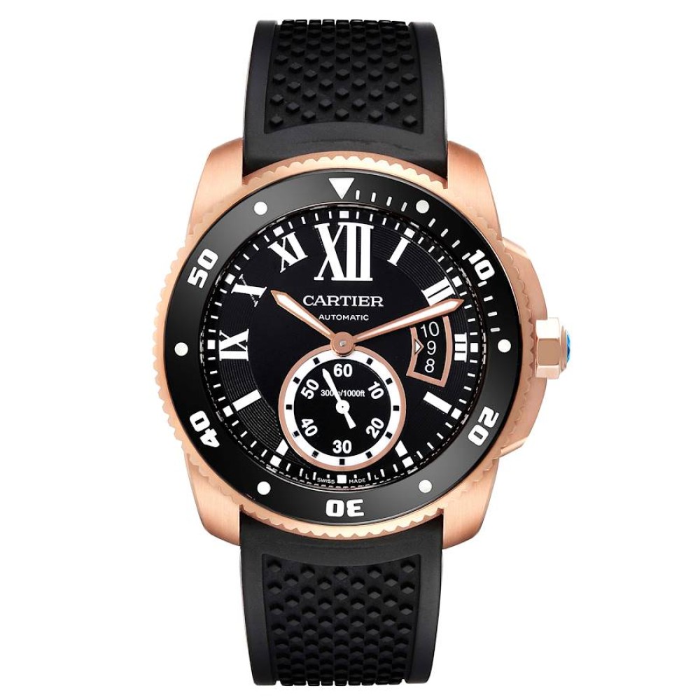 Cartier Calibre Rose Gold Black Dial Automatic Mens Watch W7100052 Cartier Calibre Rose Gold Black Dial Automatic Mens Watch W7100052