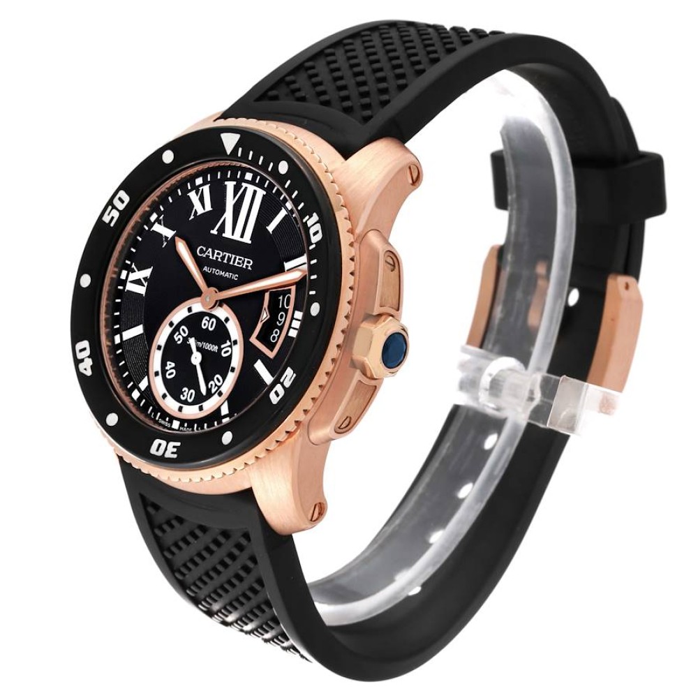 Cartier Calibre Rose Gold Black Dial Automatic Mens Watch W7100052 Cartier Calibre Rose Gold Black Dial Automatic Mens Watch W7100052