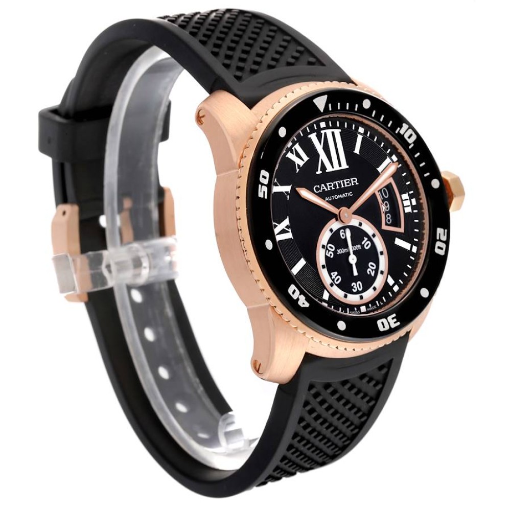 Cartier Calibre Rose Gold Black Dial Automatic Mens Watch W7100052 Cartier Calibre Rose Gold Black Dial Automatic Mens Watch W7100052
