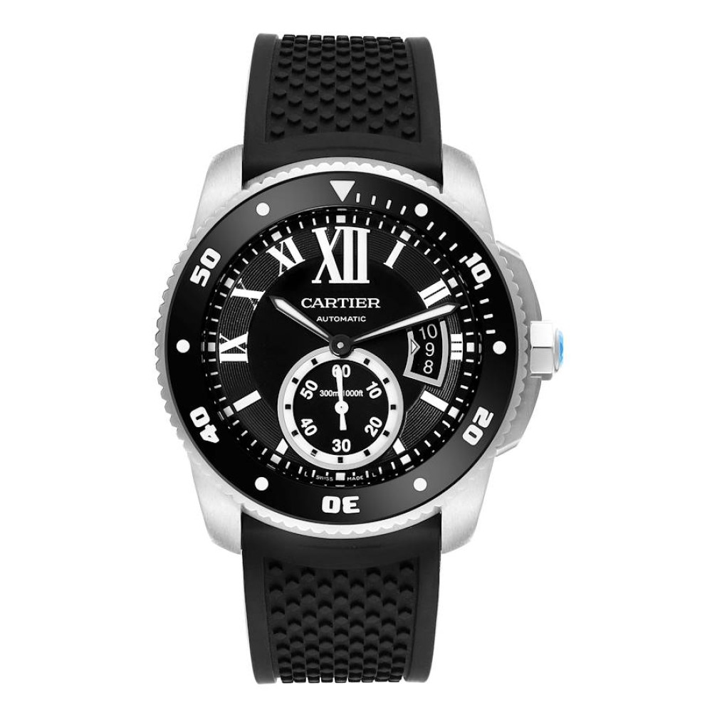 Cartier Calibre Diver Black Dial Steel Mens Watch W7100056 Cartier Calibre Diver Black Dial Steel Mens Watch W7100056