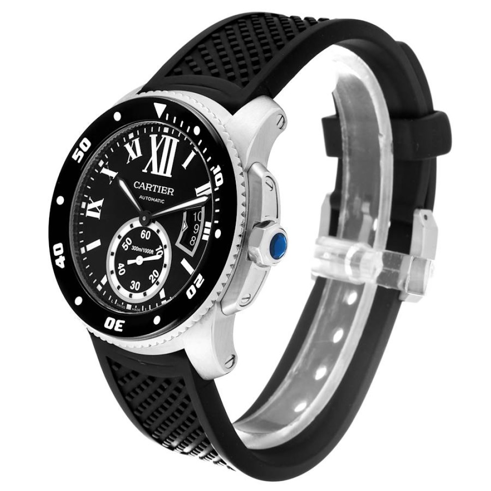 Cartier Calibre Diver Black Dial Steel Mens Watch W7100056 Cartier Calibre Diver Black Dial Steel Mens Watch W7100056