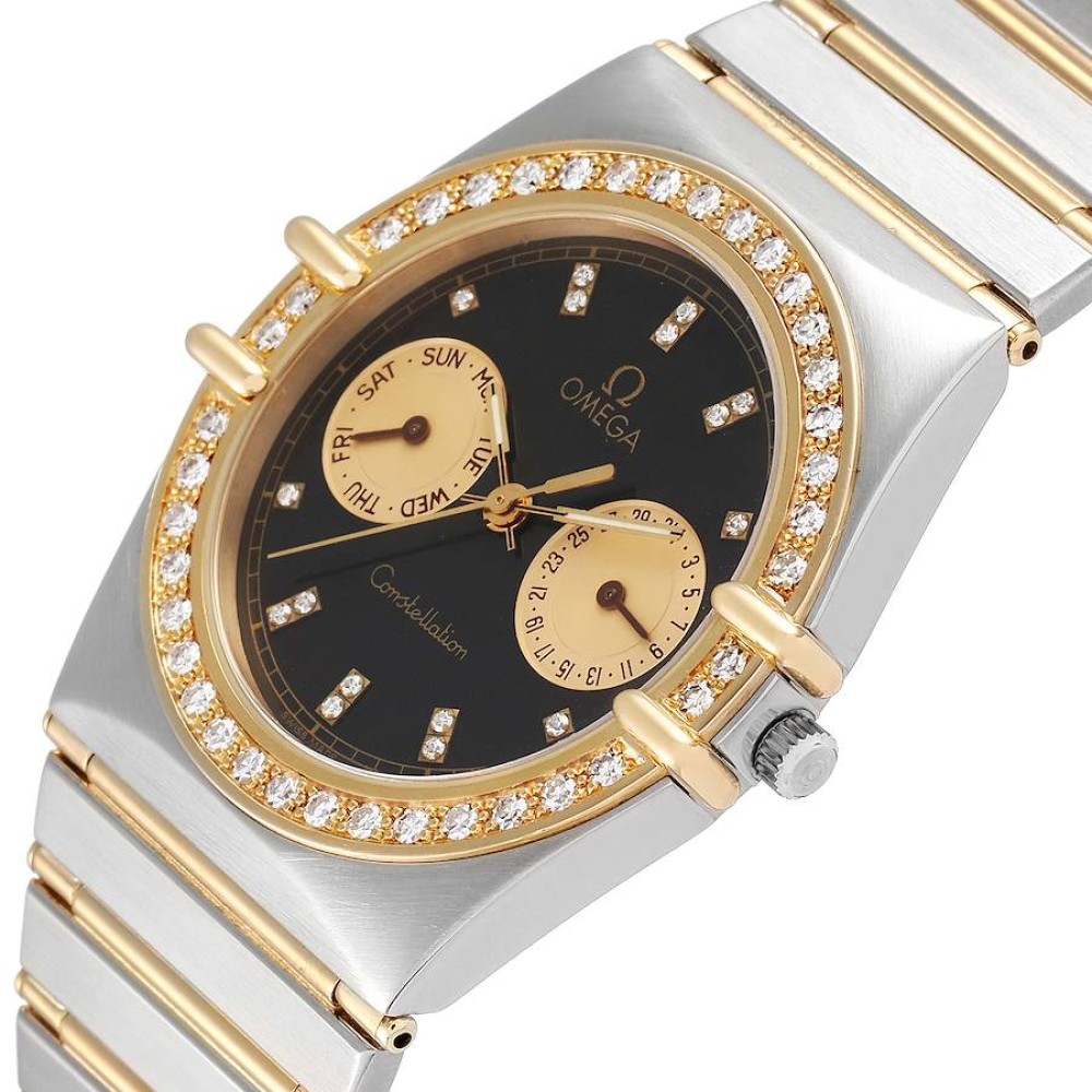 Omega Constellation Day Date Steel Yellow Gold Diamond Mens Watch Omega Constellation Day Date Steel Yellow Gold Diamond Mens Watch