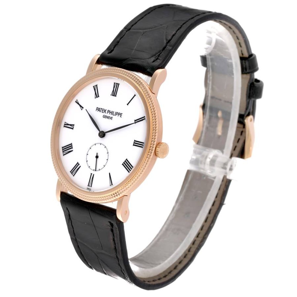 Patek Philippe Calatrava Rose Gold Black Leather Strap Mens Watch 5119 Patek Philippe Calatrava Rose Gold Black Leather Strap Mens Watch 5119