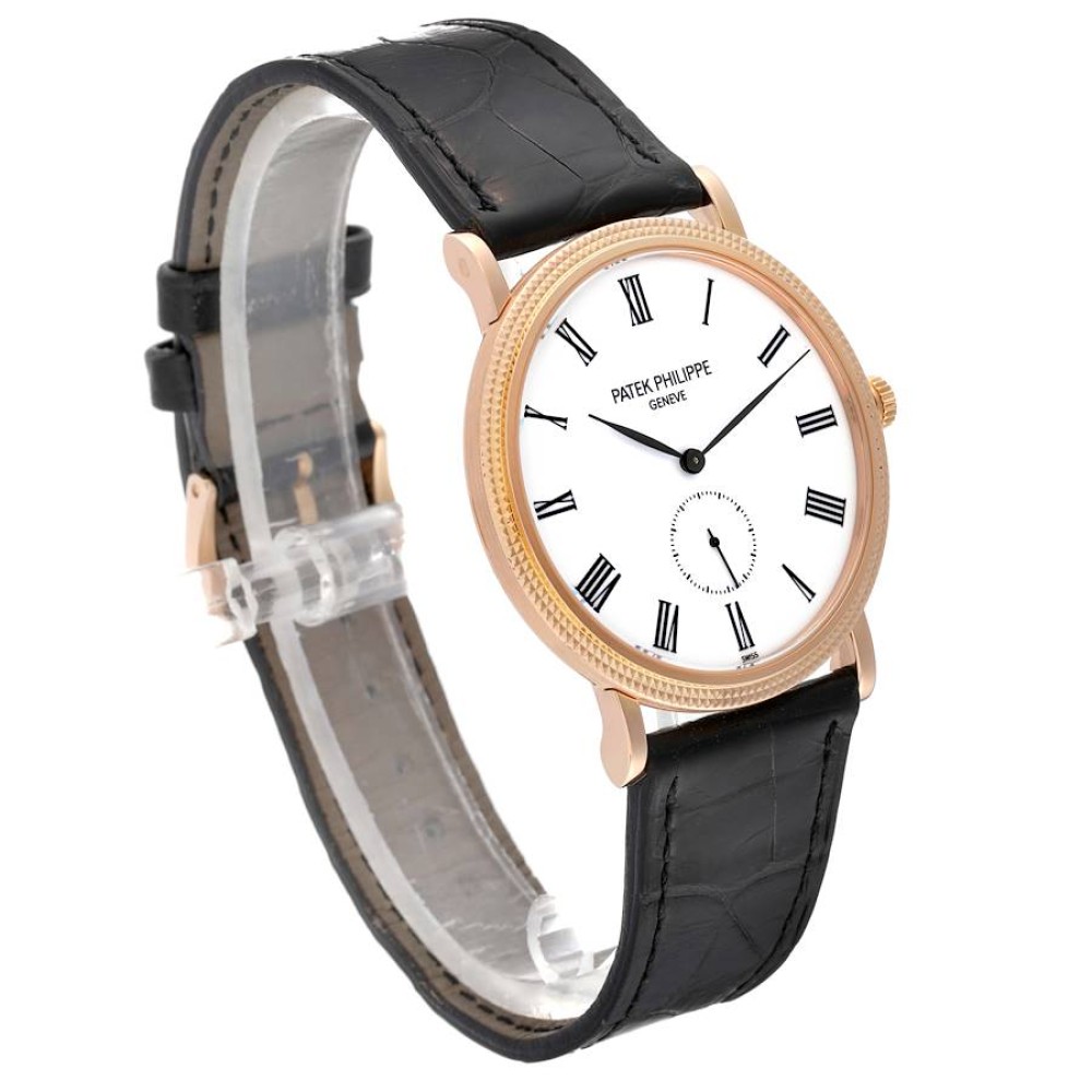 Patek Philippe Calatrava Rose Gold Black Leather Strap Mens Watch 5119 Patek Philippe Calatrava Rose Gold Black Leather Strap Mens Watch 5119