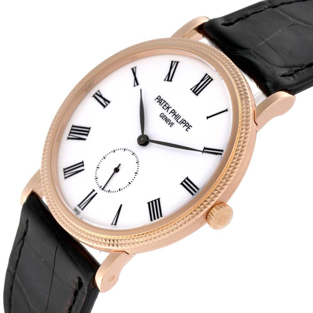 Patek Philippe Calatrava Rose Gold Black Leather Strap Mens Watch 5119 Patek Philippe Calatrava Rose Gold Black Leather Strap Mens Watch 5119