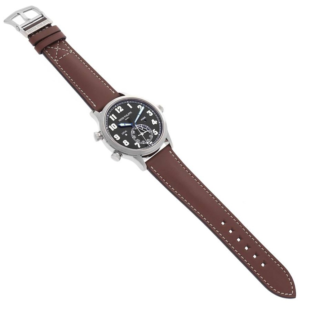 Patek Philippe Calatrava White Gold Pilot Travel Time Mens Watch 5524 Patek Philippe Calatrava White Gold Pilot Travel Time Mens Watch 5524