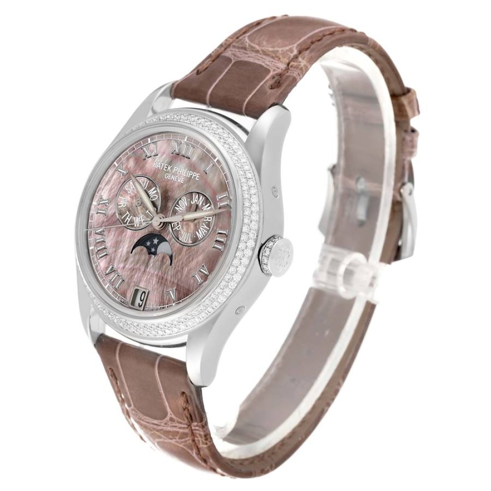 Patek Philippe Annual Calendar White Gold Mother of Pearl Diamond Mens Watch 4936 Box Papers Patek Philippe Annual Calendar White Gold Mother of Pearl Diamond Mens Watch 4936 Box Papers