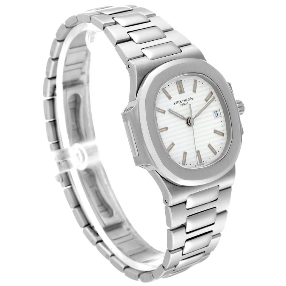 Patek Philippe Nautilus White Dial Automatic Steel Mens Watch 3800 Patek Philippe Nautilus White Dial Automatic Steel Mens Watch 3800
