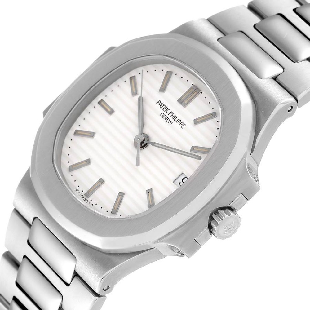 Patek Philippe Nautilus White Dial Automatic Steel Mens Watch 3800 Patek Philippe Nautilus White Dial Automatic Steel Mens Watch 3800