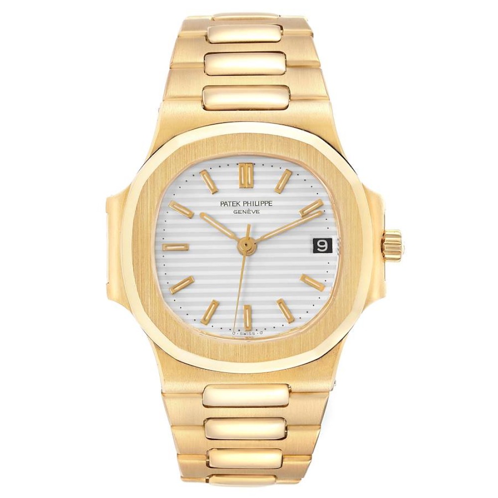 Patek Philippe Nautilus Yellow Gold White Dial Mens Watch 3800 Patek Philippe Nautilus Yellow Gold White Dial Mens Watch 3800