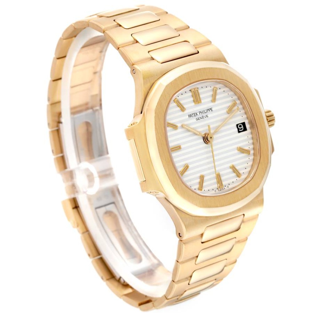 Patek Philippe Nautilus Yellow Gold White Dial Mens Watch 3800 Patek Philippe Nautilus Yellow Gold White Dial Mens Watch 3800
