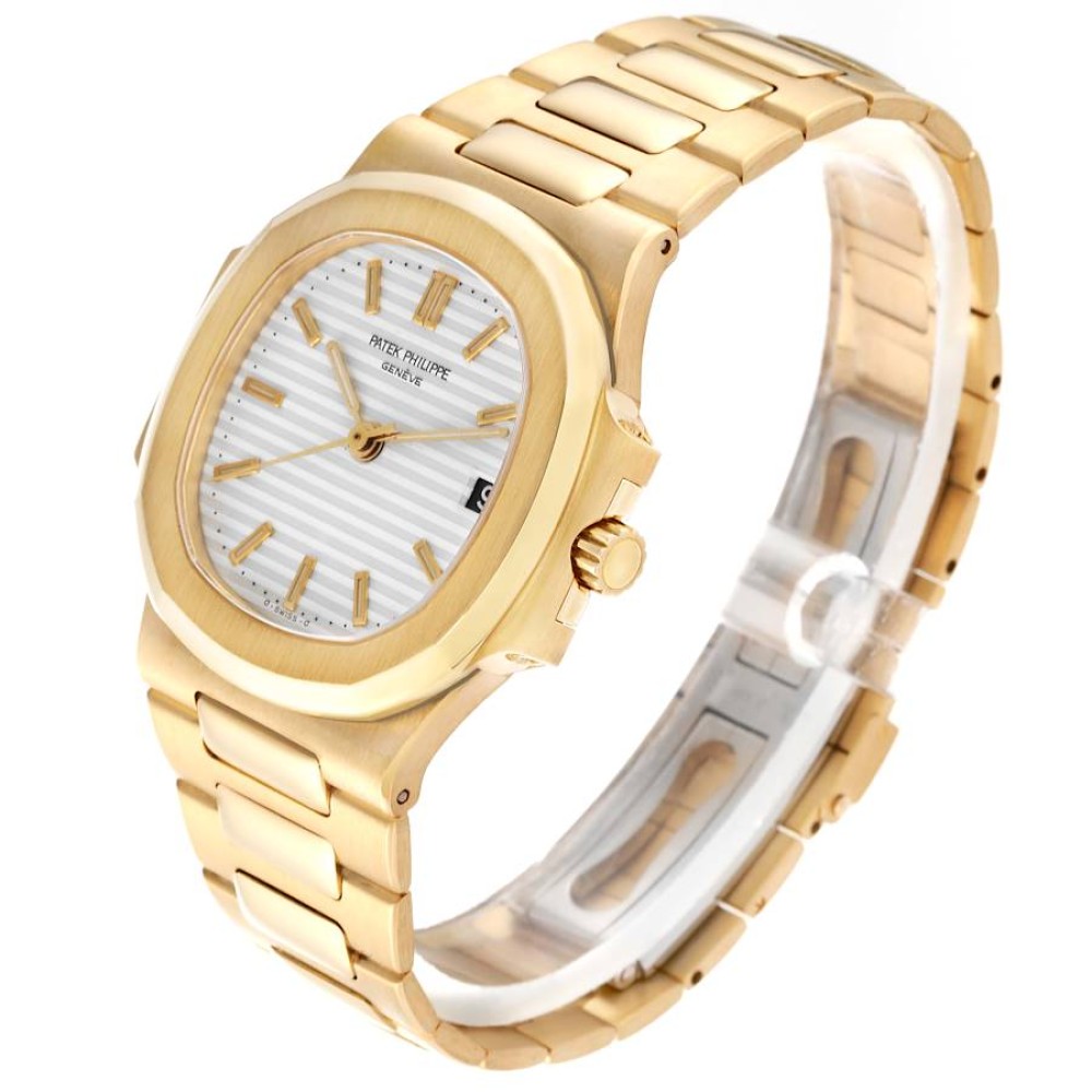 Patek Philippe Nautilus Yellow Gold White Dial Mens Watch 3800 Patek Philippe Nautilus Yellow Gold White Dial Mens Watch 3800