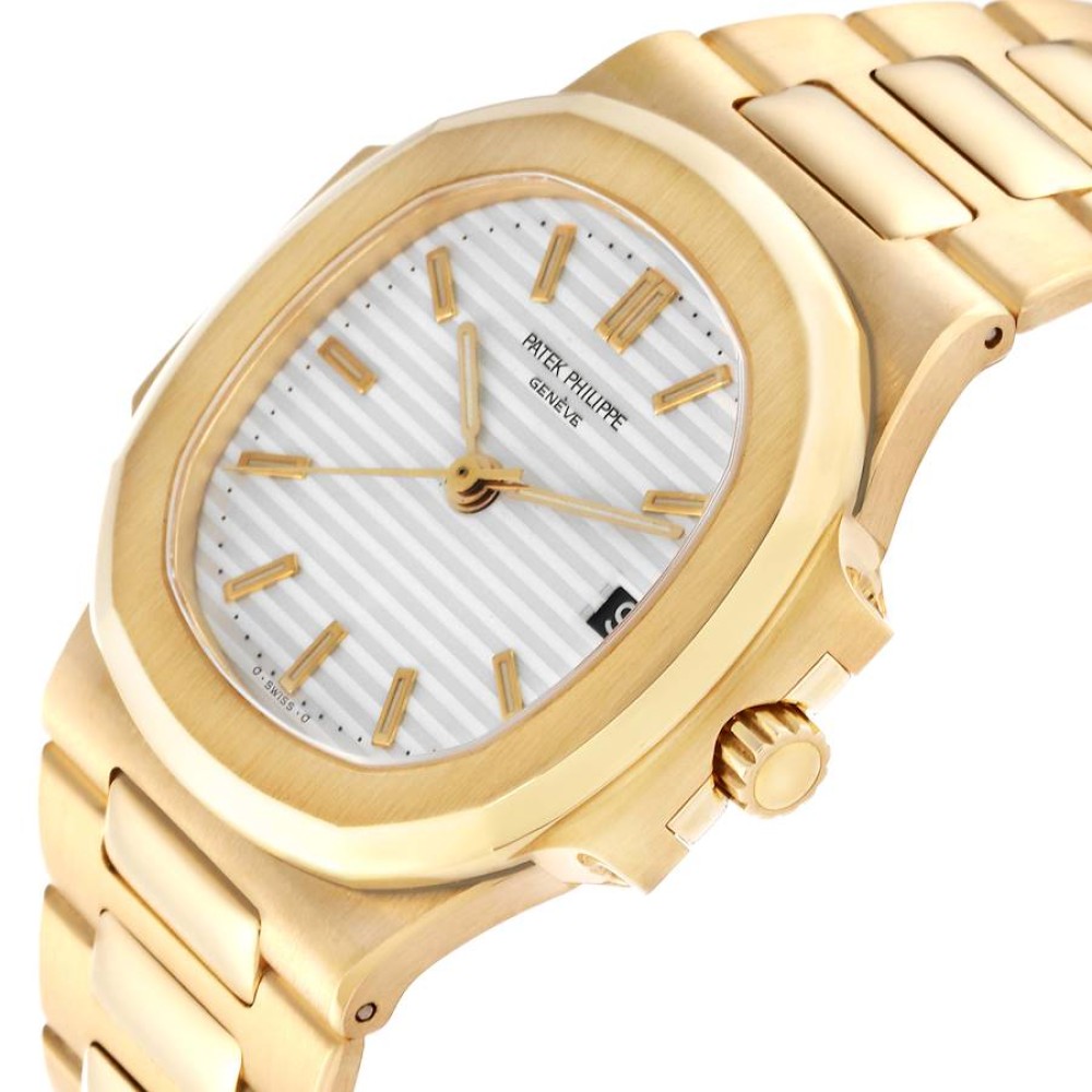 Patek Philippe Nautilus Yellow Gold White Dial Mens Watch 3800 Patek Philippe Nautilus Yellow Gold White Dial Mens Watch 3800