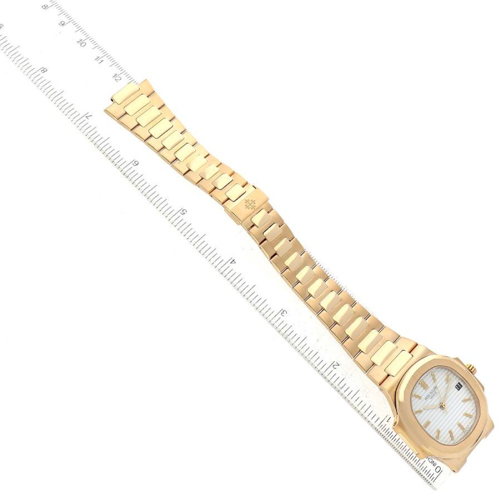 Patek Philippe Nautilus Yellow Gold White Dial Mens Watch 3800 Patek Philippe Nautilus Yellow Gold White Dial Mens Watch 3800