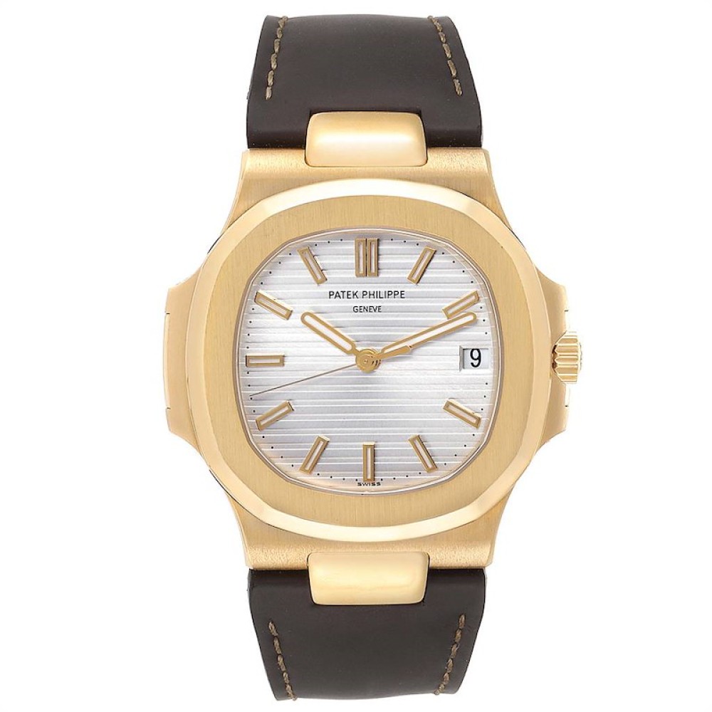 Patek Philippe Nautilus 18K Yellow Gold Brown Strap Mens Watch 5711 Patek Philippe Nautilus 18K Yellow Gold Brown Strap Mens Watch 5711