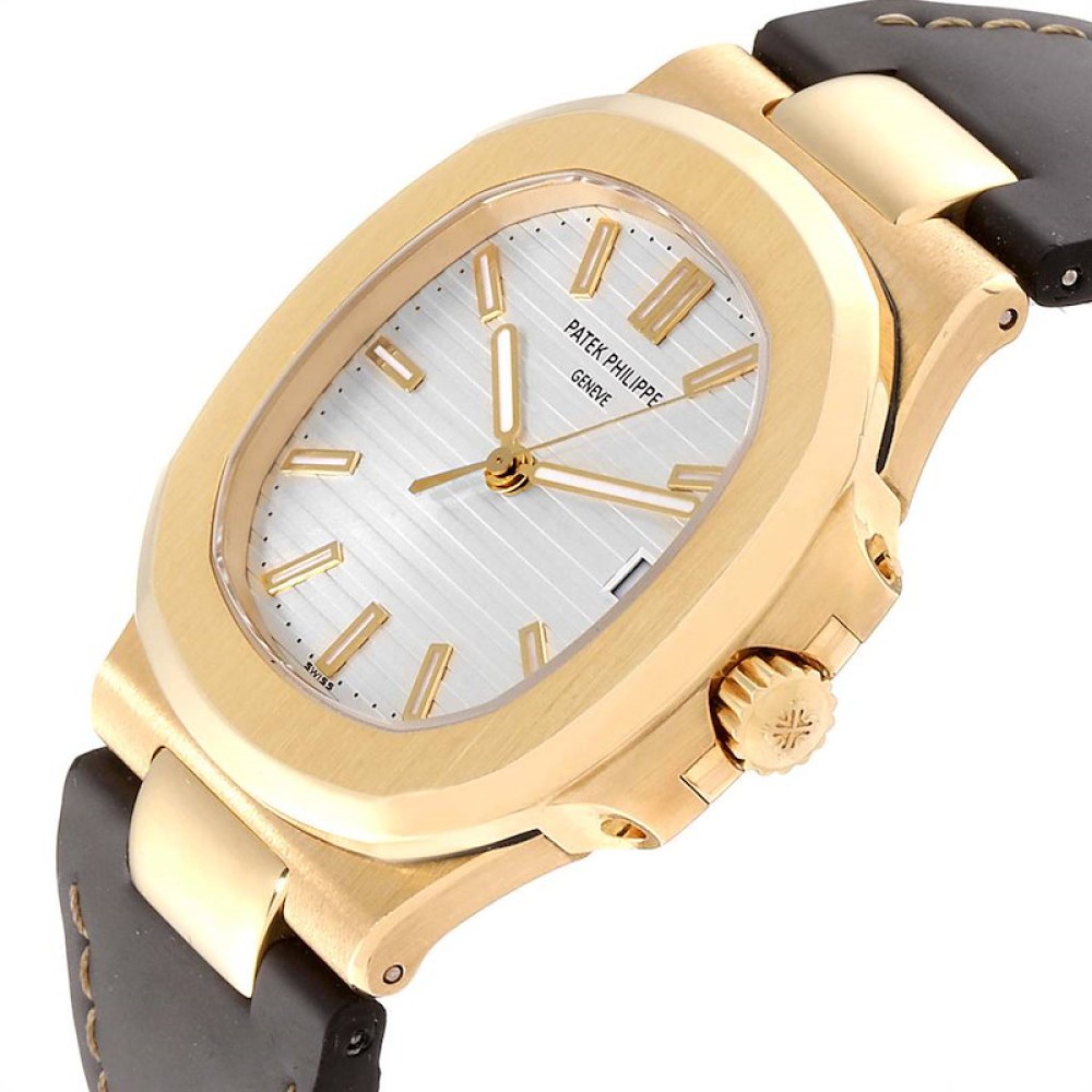 Patek Philippe Nautilus 18K Yellow Gold Brown Strap Mens Watch 5711 Patek Philippe Nautilus 18K Yellow Gold Brown Strap Mens Watch 5711