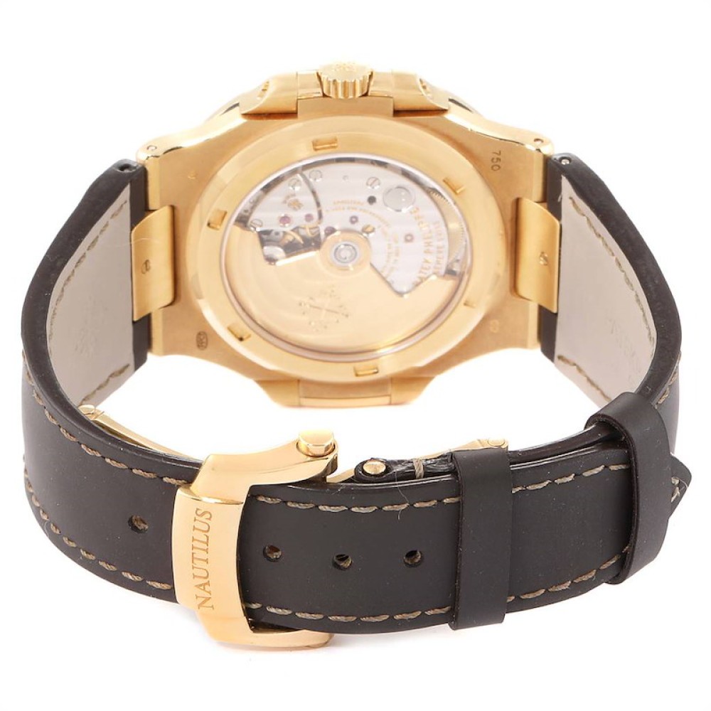 Patek Philippe Nautilus 18K Yellow Gold Brown Strap Mens Watch 5711 Patek Philippe Nautilus 18K Yellow Gold Brown Strap Mens Watch 5711