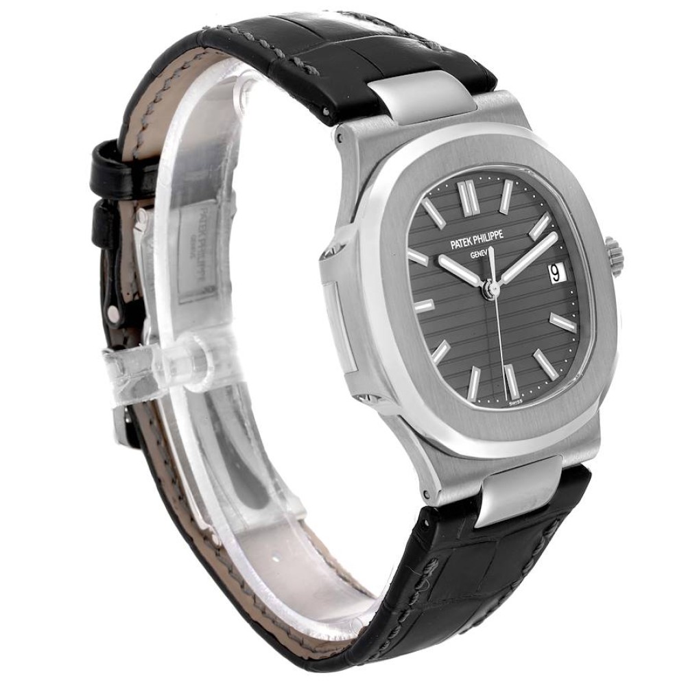 Patek Philippe Nautilus 18K White Gold Black Strap Mens Watch 5711 Patek Philippe Nautilus 18K White Gold Black Strap Mens Watch 5711