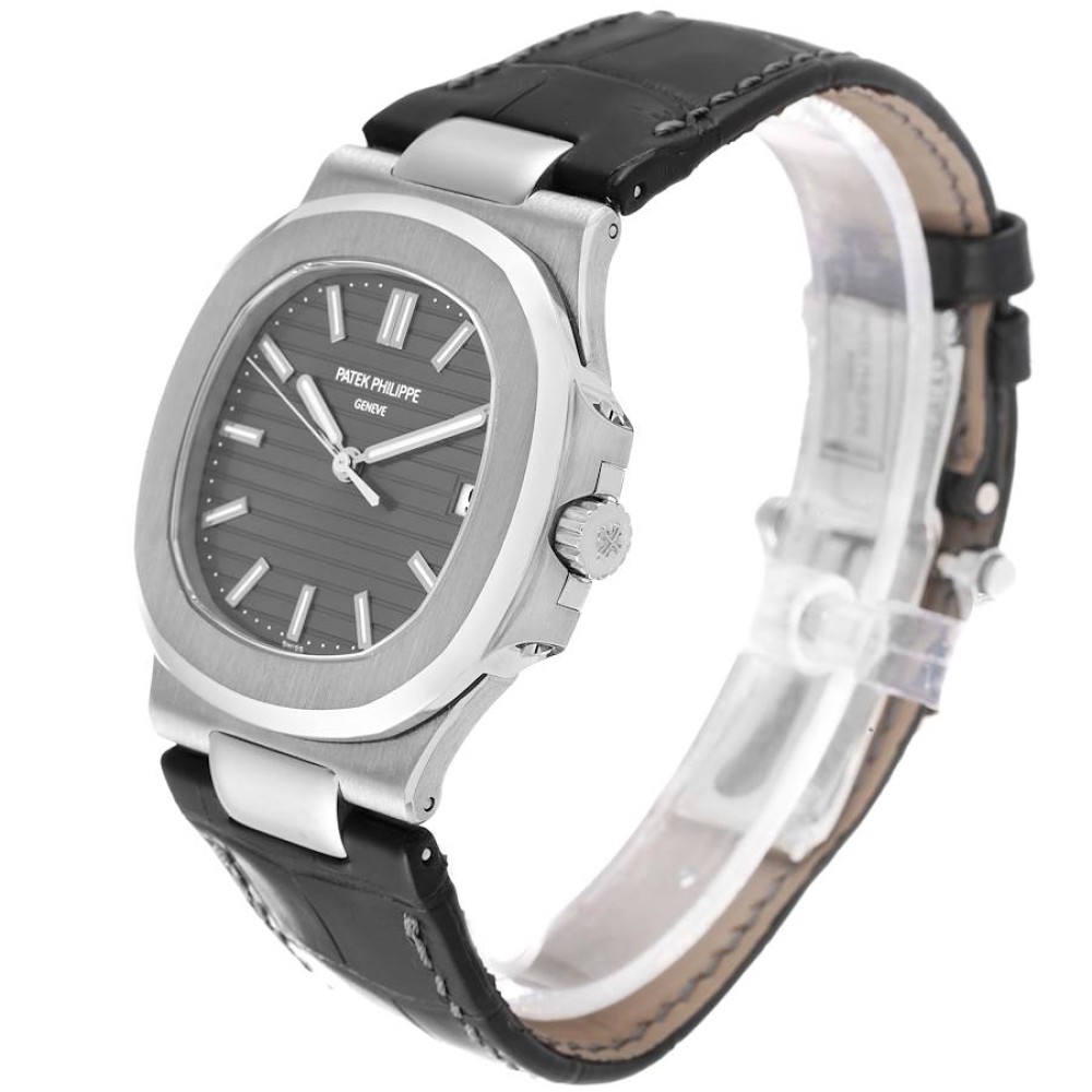 Patek Philippe Nautilus 18K White Gold Black Strap Mens Watch 5711 Patek Philippe Nautilus 18K White Gold Black Strap Mens Watch 5711