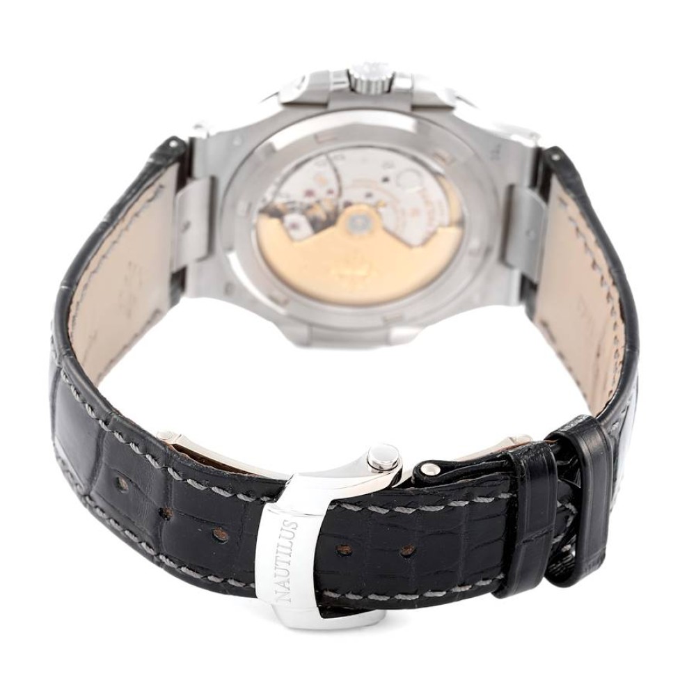 Patek Philippe Nautilus 18K White Gold Black Strap Mens Watch 5711 Patek Philippe Nautilus 18K White Gold Black Strap Mens Watch 5711