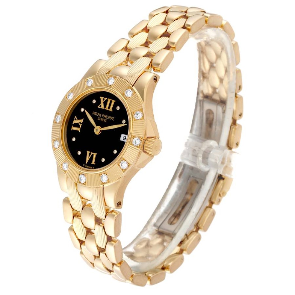Patek Philippe Neptune Yellow Gold Black Dial Diamond Ladies Watch 4881 Patek Philippe Neptune Yellow Gold Black Dial Diamond Ladies Watch 4881