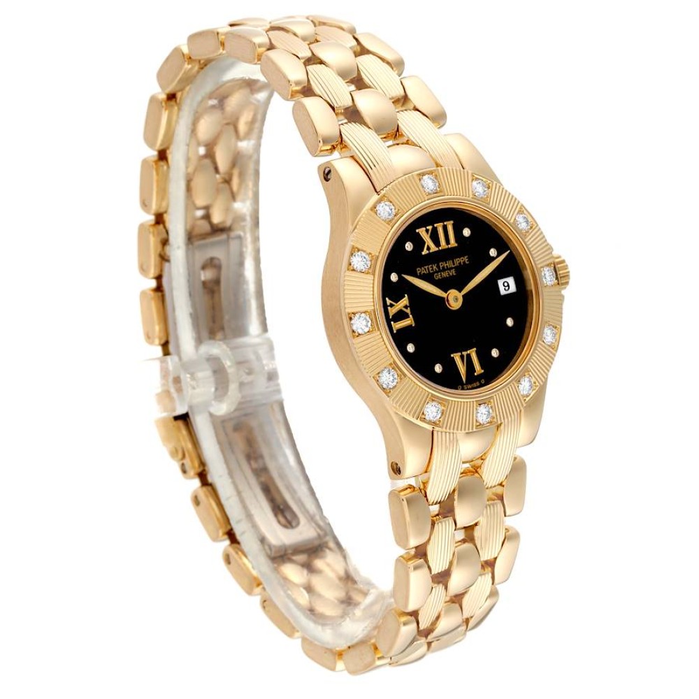 Patek Philippe Neptune Yellow Gold Black Dial Diamond Ladies Watch 4881 Patek Philippe Neptune Yellow Gold Black Dial Diamond Ladies Watch 4881