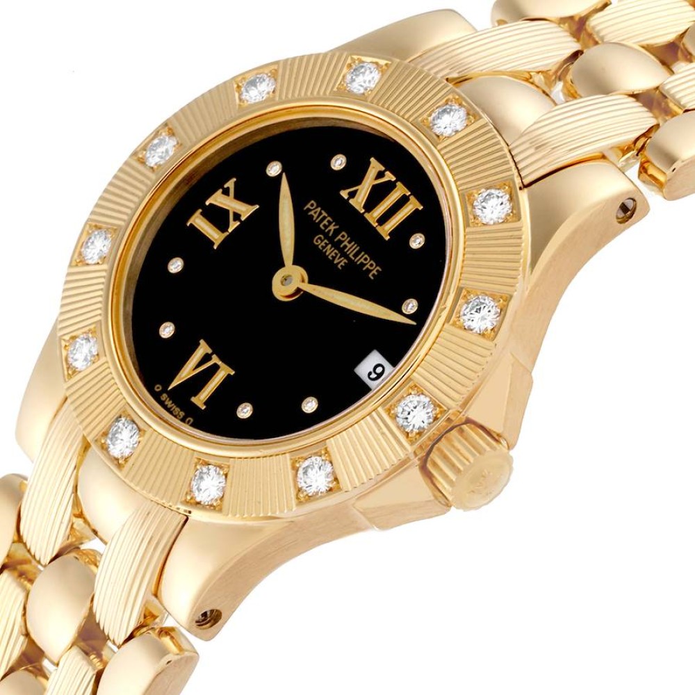 Patek Philippe Neptune Yellow Gold Black Dial Diamond Ladies Watch 4881 Patek Philippe Neptune Yellow Gold Black Dial Diamond Ladies Watch 4881