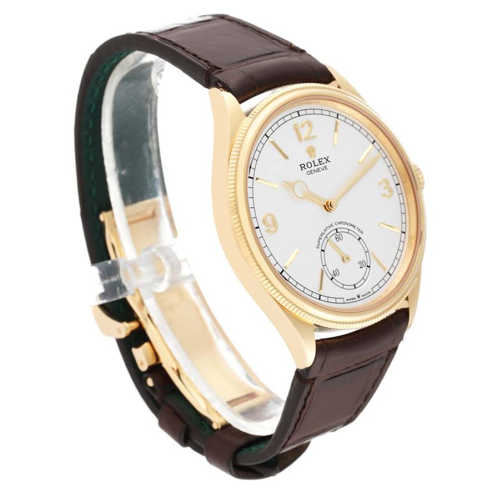 Rolex 1908 Yellow Gold Intense White Dial Brown Strap Mens Watch 52508 Rolex 1908 Yellow Gold Intense White Dial Brown Strap Mens Watch 52508