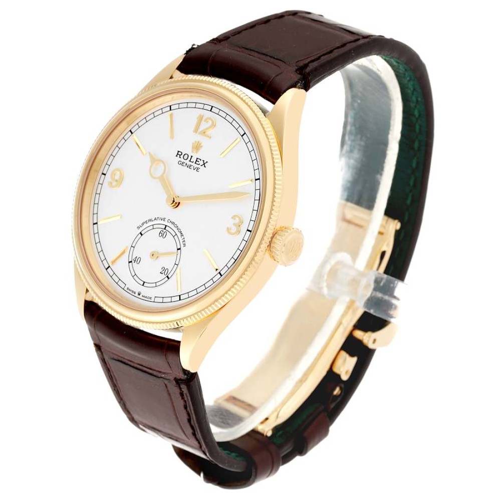 Rolex 1908 Yellow Gold Intense White Dial Brown Strap Mens Watch 52508 Rolex 1908 Yellow Gold Intense White Dial Brown Strap Mens Watch 52508