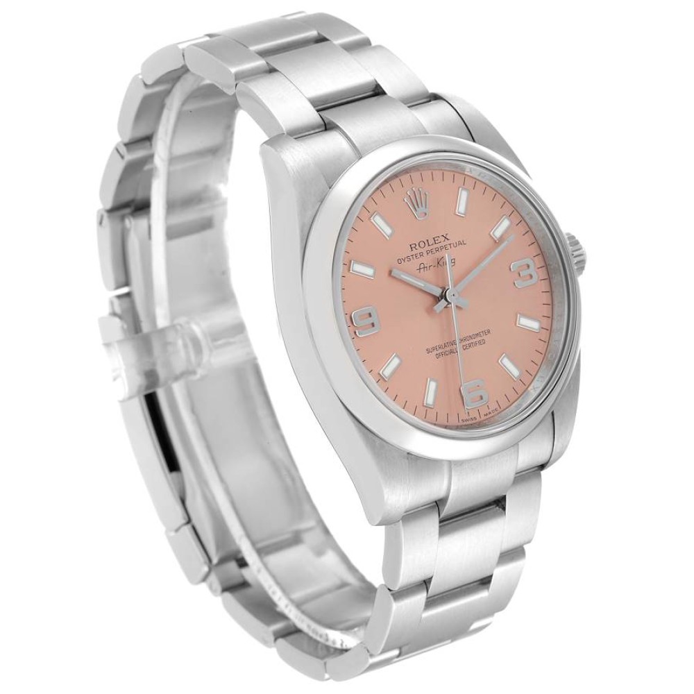 Rolex Air King 34 Salmon Dial Smooth Bezel Steel Mens Watch 114200 Rolex Air King 34 Salmon Dial Smooth Bezel Steel Mens Watch 114200