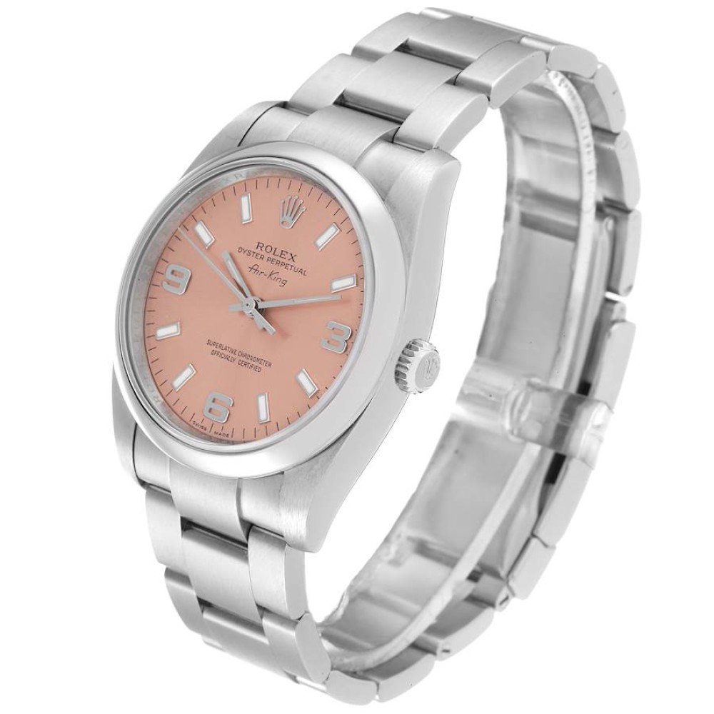 Rolex Air King 34 Salmon Dial Smooth Bezel Steel Mens Watch 114200 Rolex Air King 34 Salmon Dial Smooth Bezel Steel Mens Watch 114200