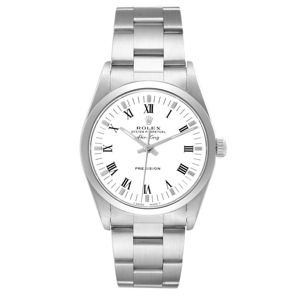 Rolex Air King White Dial Smooth Bezel Steel Mens Watch 14000 Rolex Air King White Dial Smooth Bezel Steel Mens Watch 14000