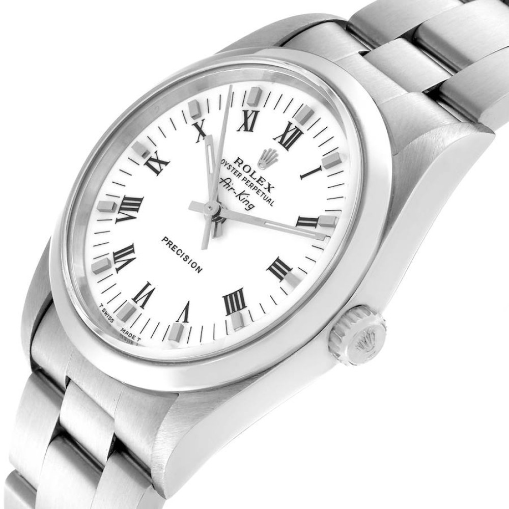 Rolex Air King White Dial Smooth Bezel Steel Mens Watch 14000 Rolex Air King White Dial Smooth Bezel Steel Mens Watch 14000
