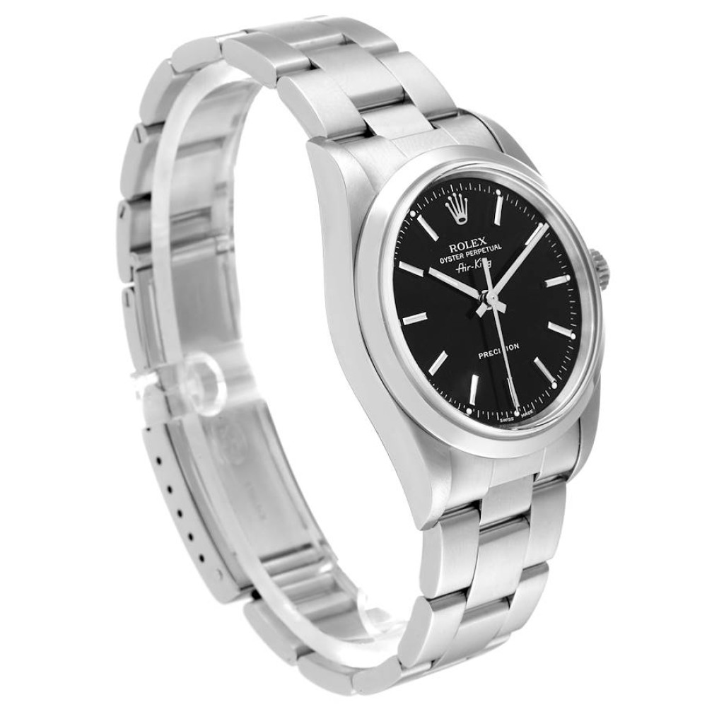 Rolex Air King Black Dial Smooth Bezel Steel Mens Watch 14000 Rolex Air King Black Dial Smooth Bezel Steel Mens Watch 14000