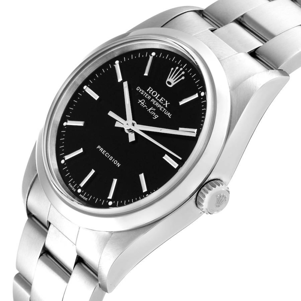 Rolex Air King Black Dial Smooth Bezel Steel Mens Watch 14000 Rolex Air King Black Dial Smooth Bezel Steel Mens Watch 14000