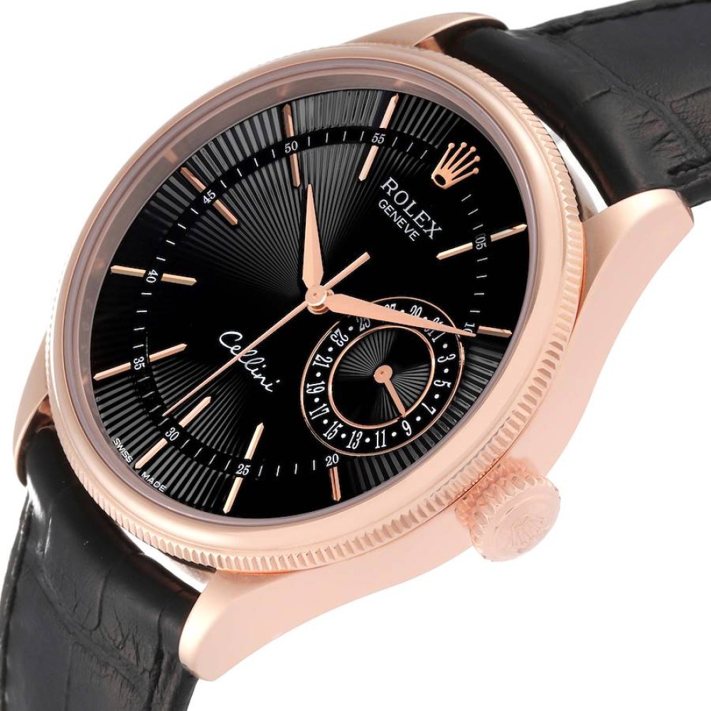 Rolex Cellini Date Black Dial Rose Gold Automatic Mens Watch 50515 Rolex Cellini Date Black Dial Rose Gold Automatic Mens Watch 50515