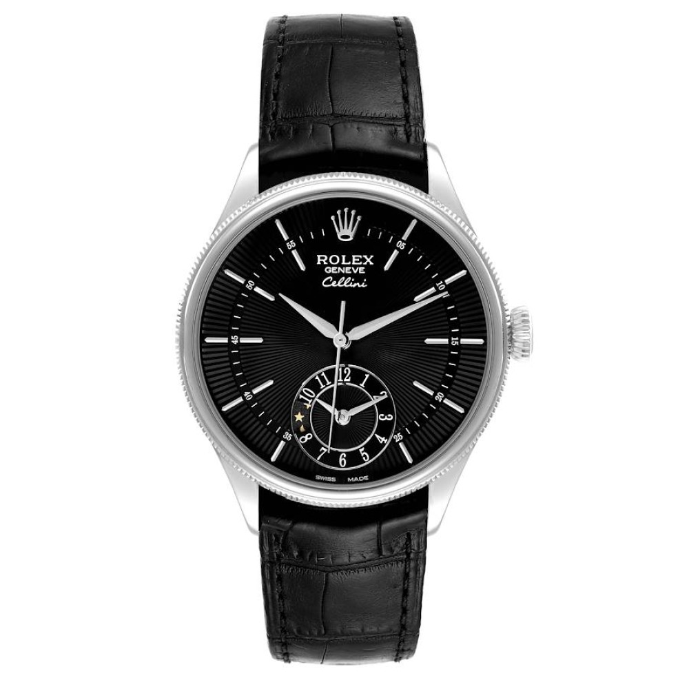 Rolex Cellini Dual Time White Gold Black Dial Automatic Mens Watch 50529 Rolex Cellini Dual Time White Gold Black Dial Automatic Mens Watch 50529