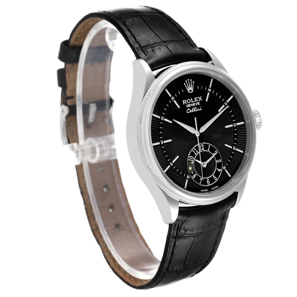 Rolex Cellini Dual Time White Gold Black Dial Automatic Mens Watch 50529 Rolex Cellini Dual Time White Gold Black Dial Automatic Mens Watch 50529