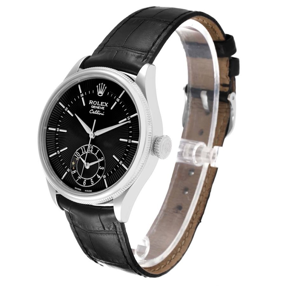 Rolex Cellini Dual Time White Gold Black Dial Automatic Mens Watch 50529 Rolex Cellini Dual Time White Gold Black Dial Automatic Mens Watch 50529